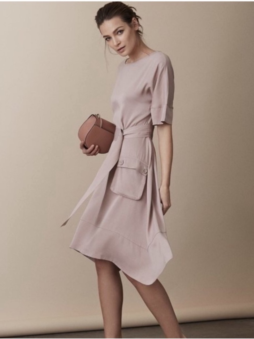 Reiss Dusty Pink High-Low Dress